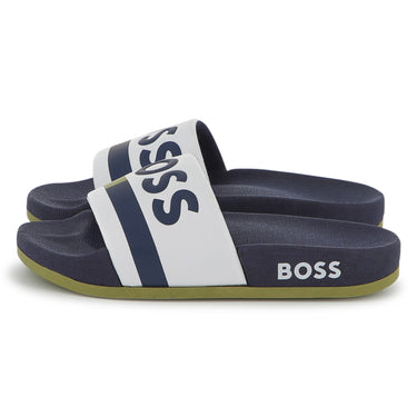 BOSS Sandalia o chancla para niño y adolescente bicolor azul y blanco